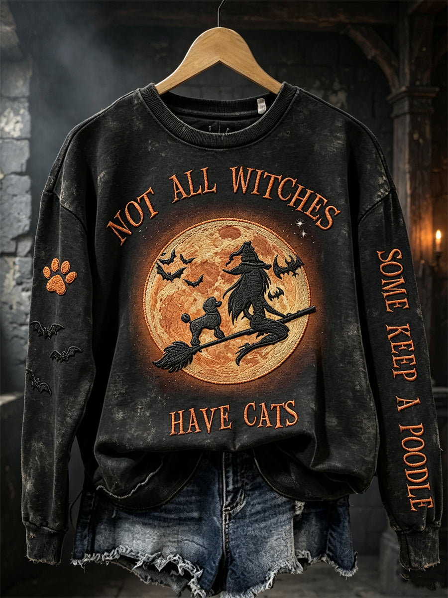 Women's Not All Witches Have Cats Some Keep A Poodle Halloween Sweatshirt