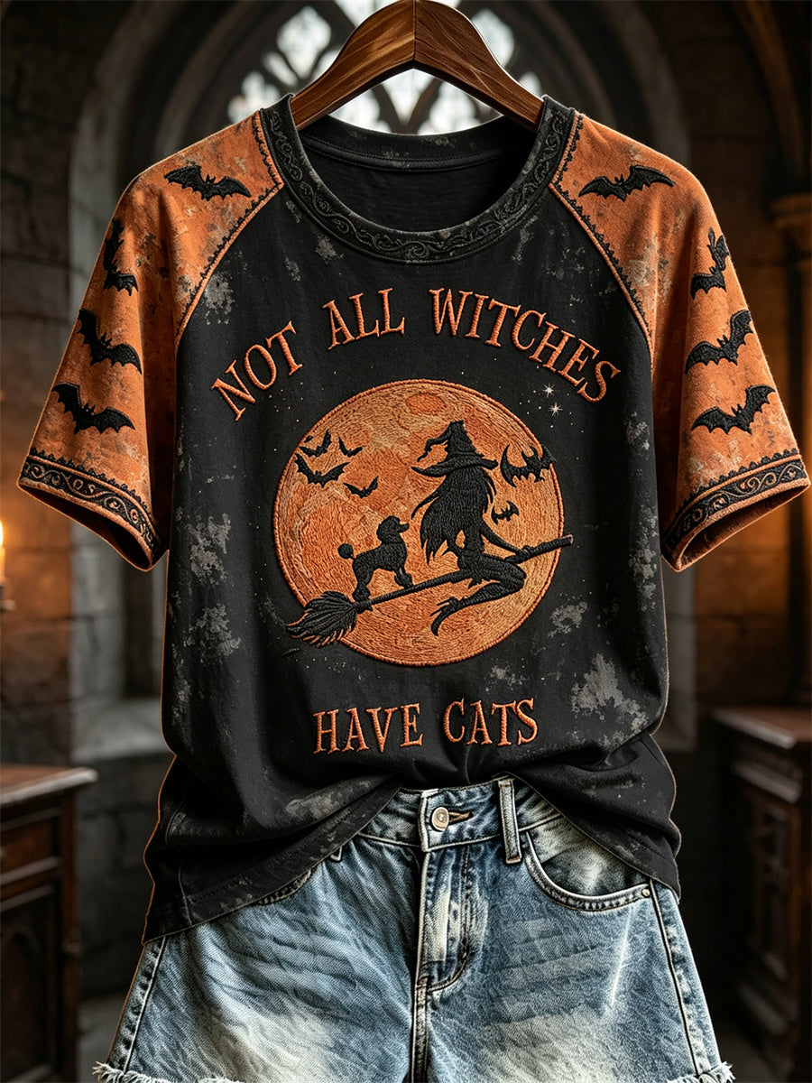 Women's Not All Witches Have Cats Witch with Poodle Dog Print short sleeve T-shirt