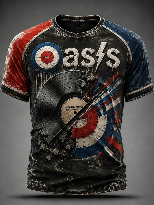 Men's UK Mods Music Lover Oasis Printed Short-Sleeved T-Shirt