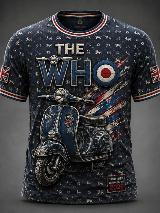 Men's UK Mods Music Lover The Who Printed Short-Sleeved T-Shirt