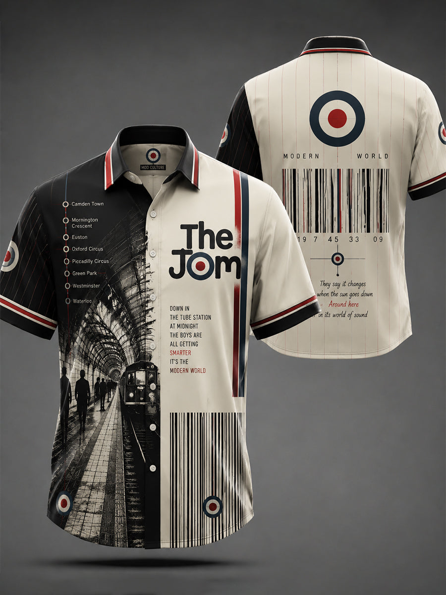 Men's Retro Punk Music The Modfather Printed Short-sleeved Shirt