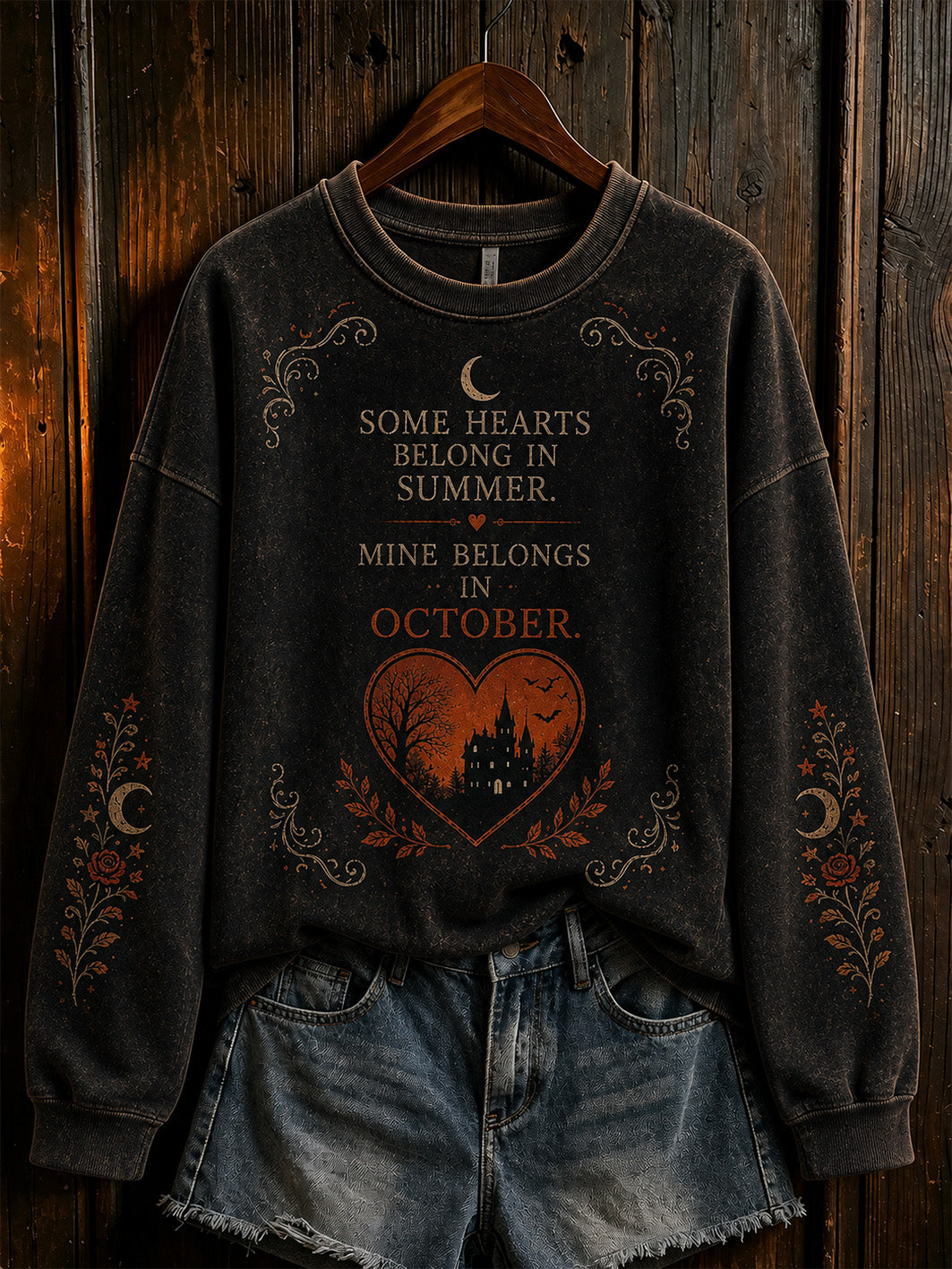Women's retro Halloween pattern printed casual round neck sweater