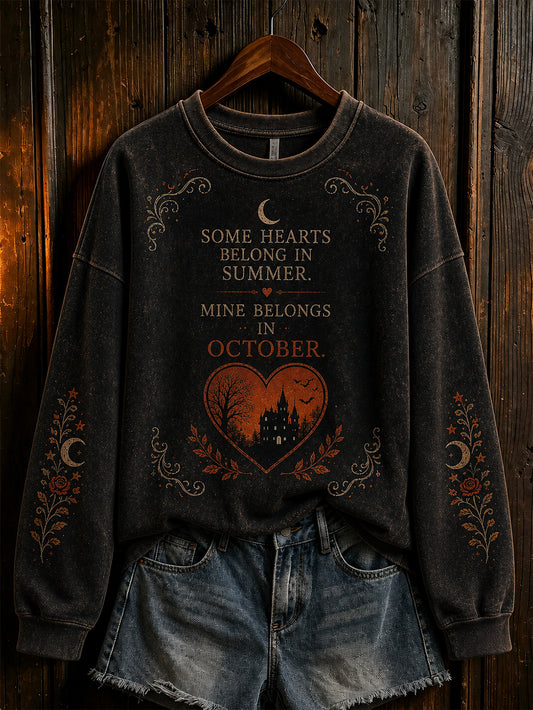 Women's retro Halloween pattern printed casual round neck sweater