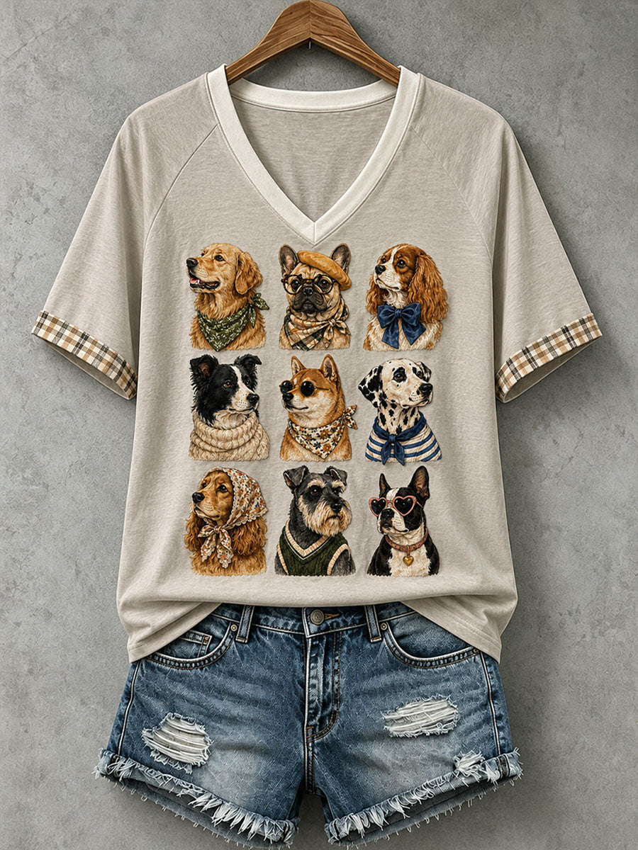 Women's Lovely Dog Pattern T-Shirt