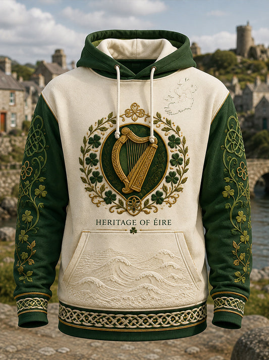 Men's Irish Patriotic Commemoration Oversized Drop-Shoulder Hoodie with Pockets