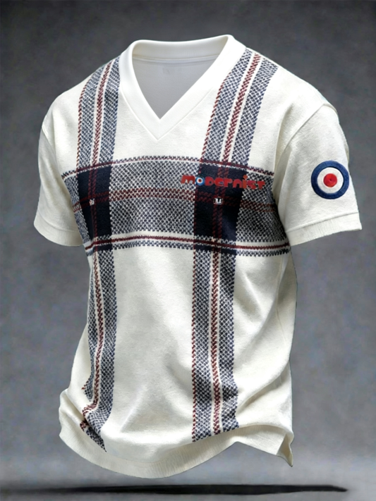 Men's Mods Culture UK Music Lover Business Style Printed V-neck T-shirt