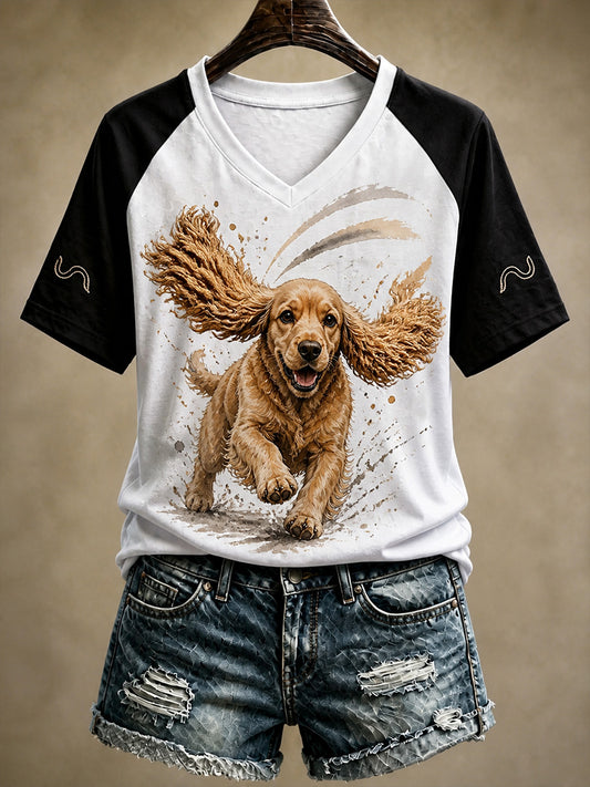 Casual T-Shirt With Vintage-Style Animal Art Print