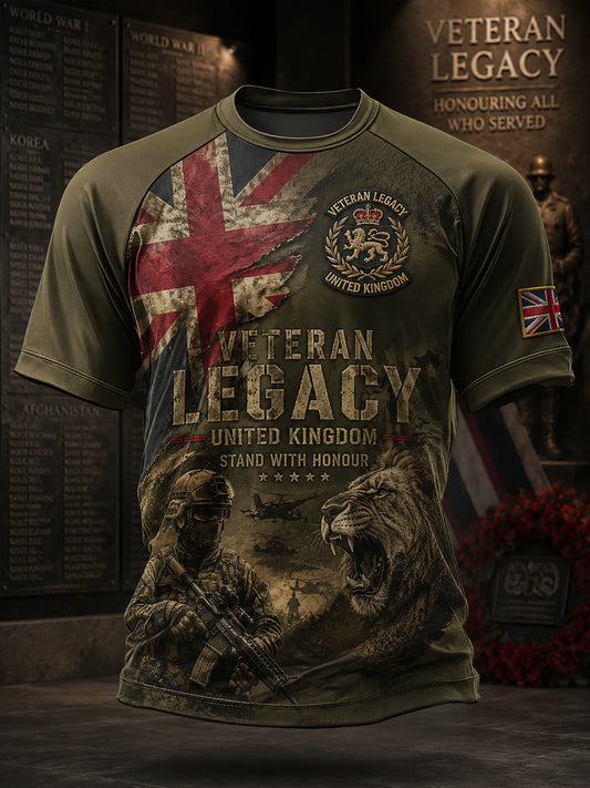 Men's Vintage Military-Inspired Graphic Raglan Short-Sleeve T-Shirt