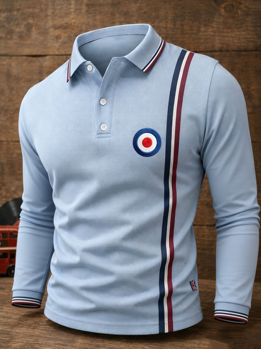 Men's Mods Culture UK Music Lover Business Style Printed long sleeve polo