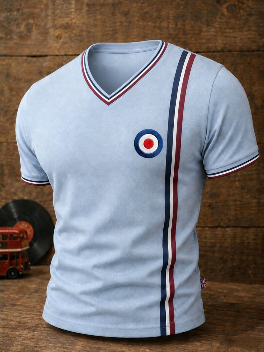 Men's Mods Culture UK Music Lover Business Style Printed V-neck T-shirt