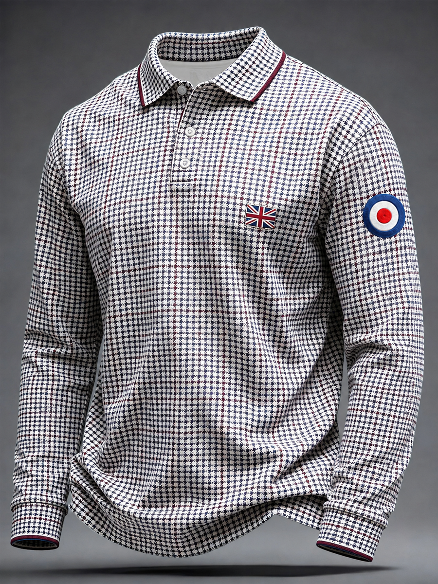 Men's Mods Culture UK Music Lover Business Style Printed long sleeve polo