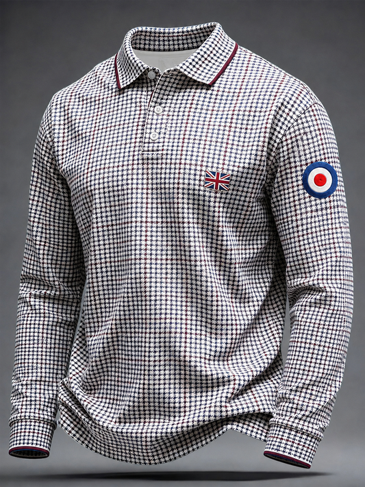Men's Mods Culture UK Music Lover Business Style Printed long sleeve polo