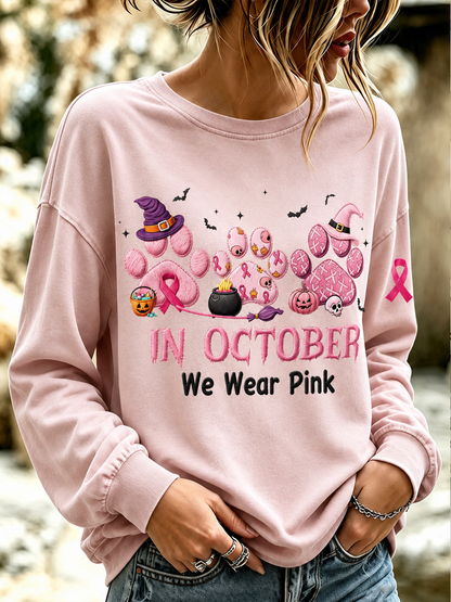 Women's in october we wear pink Regular Sweatshirt