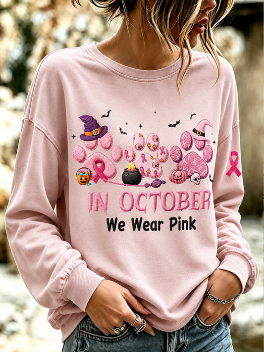 Women's in october we wear pink Regular Sweatshirt