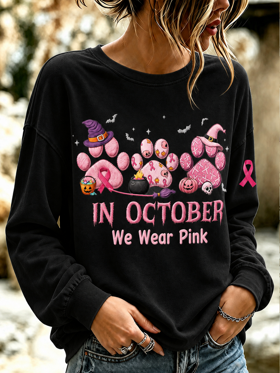Women's in october we wear pink Regular Sweatshirt
