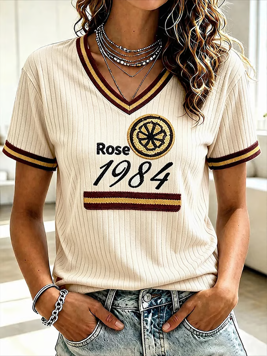 Women's Lemon Roses Music Lover Printed short-sleeved T-shirt