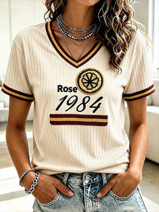Women's Lemon Roses Music Lover Printed short-sleeved T-shirt