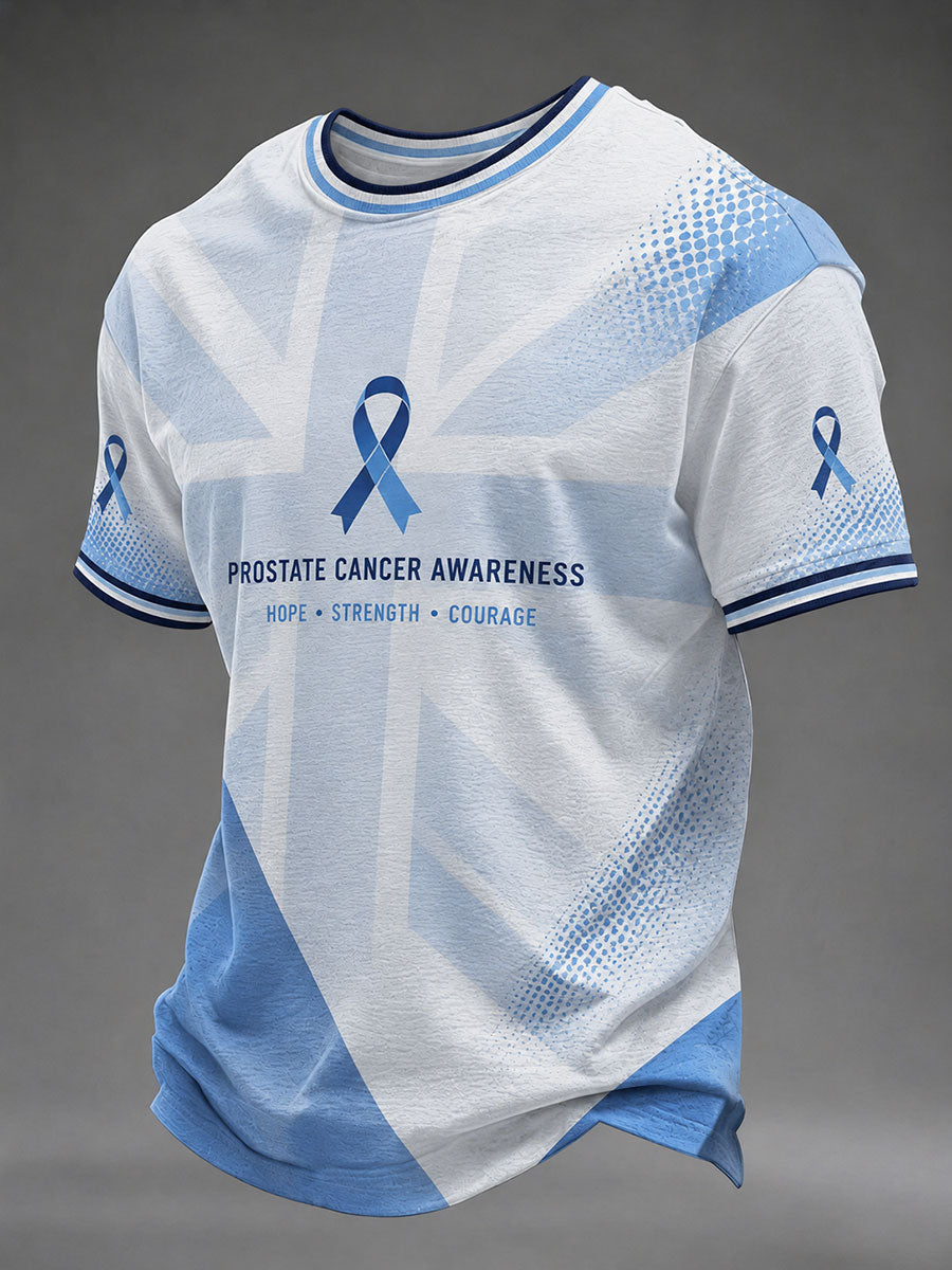 Men's Prostate Cancer Awareness Printed Casual T-Shirt