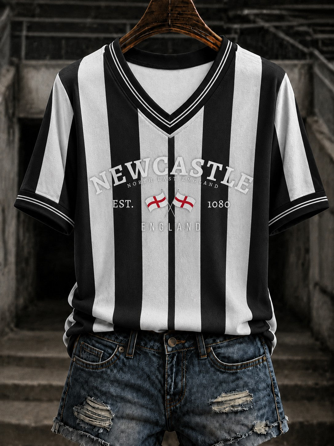 Women's Football Printed V-neck T-shirt