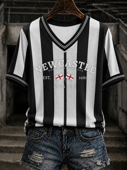 Women's Football Printed V-neck T-shirt