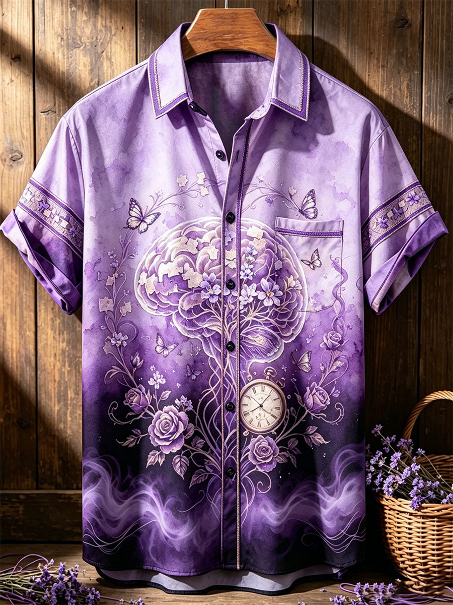 Retro Midsummer Festival Art Print Casual Shirt