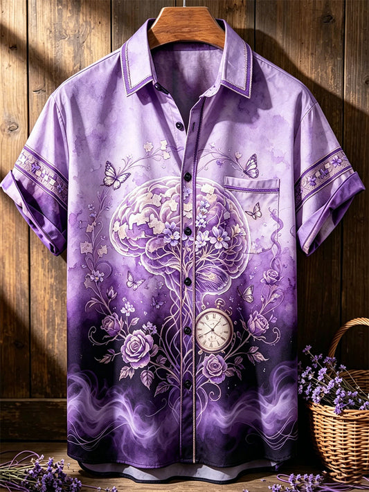 Retro Midsummer Festival Art Print Casual Shirt