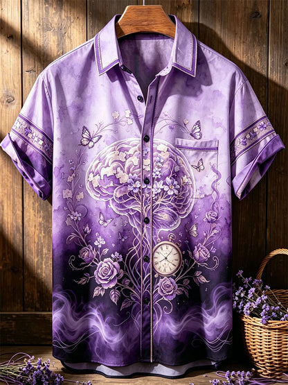Retro Midsummer Festival Art Print Casual Shirt