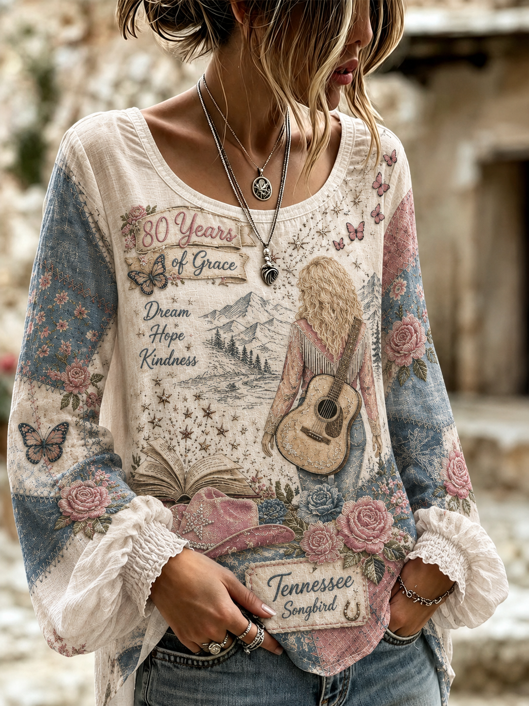 Women's Remembering Dolly Parton Cotton-Linen Shirt