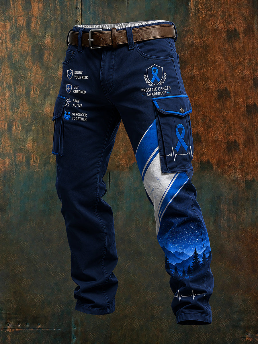 Men's Prostate Cancer Awareness Graphic Print Long Cargo Pants