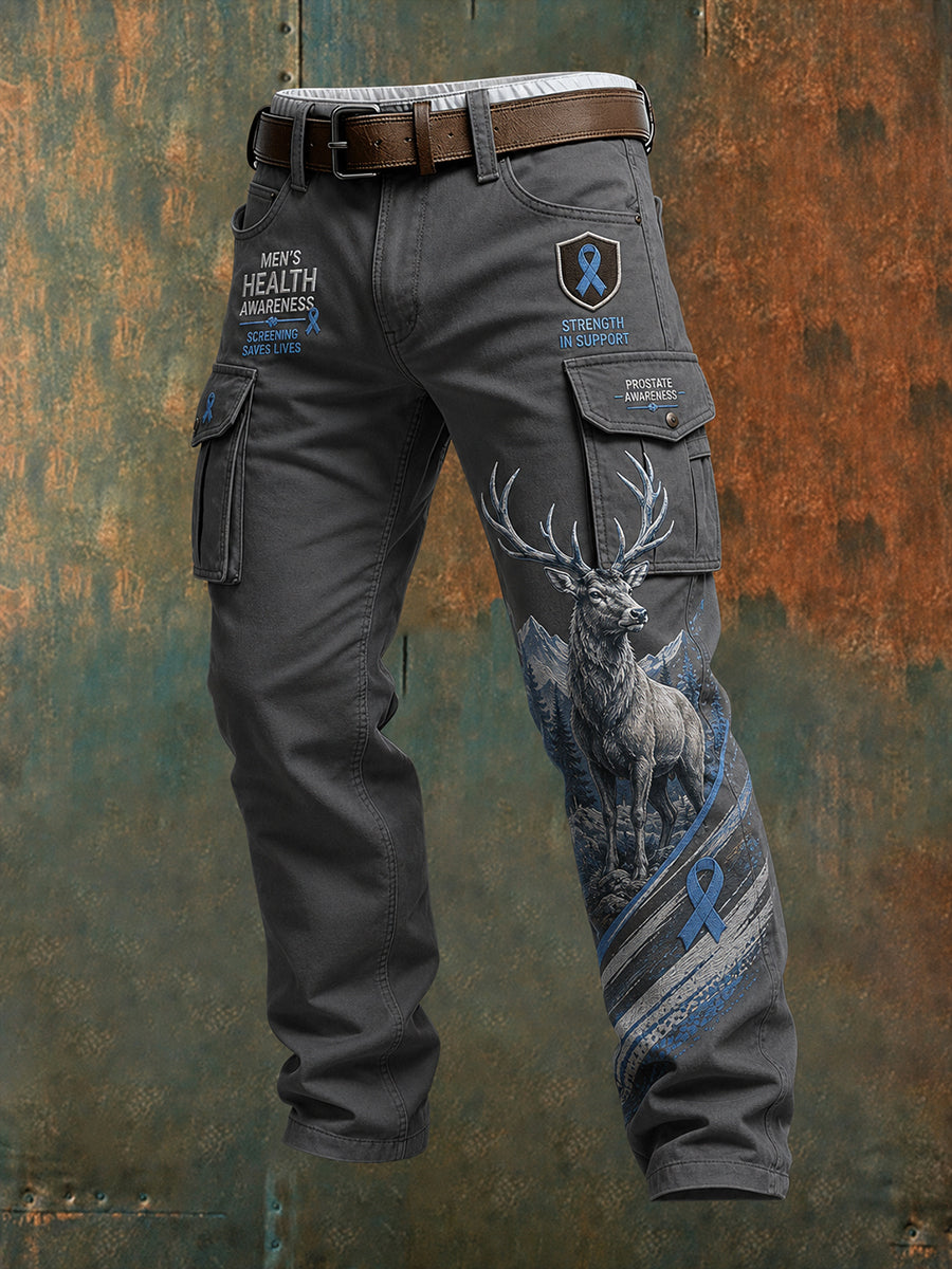 Men's Prostate Cancer Awareness Graphic Print Long Cargo Pants
