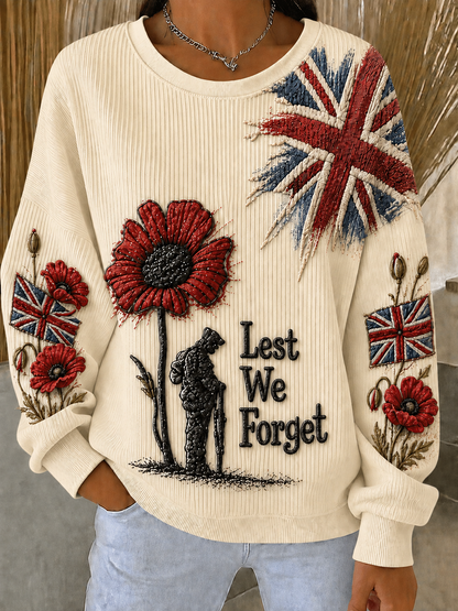 Women's Remembrance Day Ribbed Round-Neck Sweatshirt