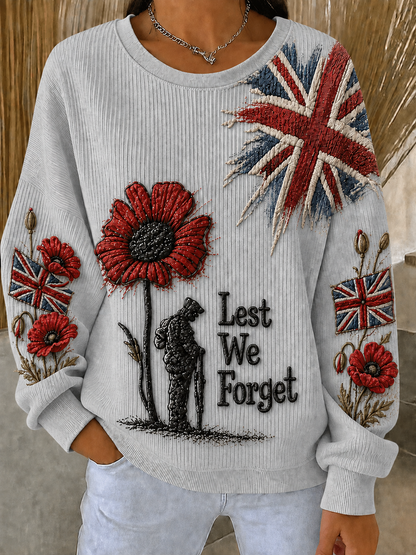 Women's Remembrance Day Ribbed Round-Neck Sweatshirt