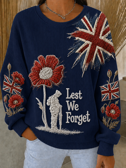Women's Remembrance Day Ribbed Round-Neck Sweatshirt