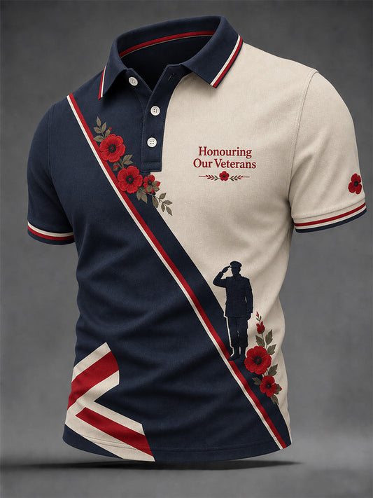 Men's British Veterans Memorial Print Casual Polo