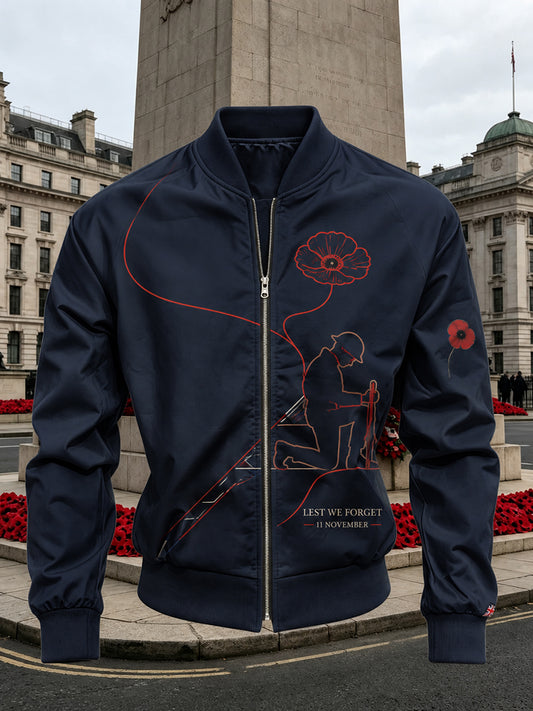 Men's British Rememberance Day-Themed Printed  Jacket