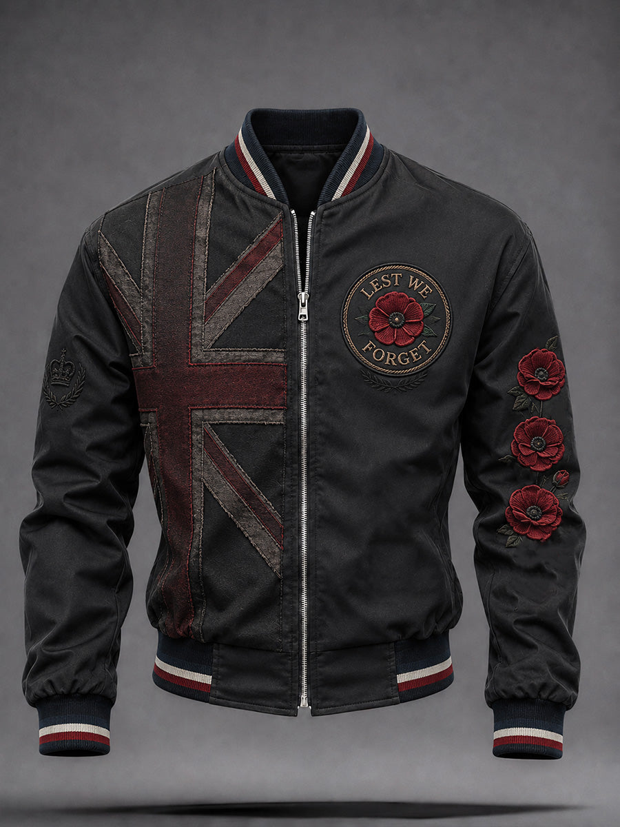 Men's Remembrance Day UK Flag Printed Monkey Jacket