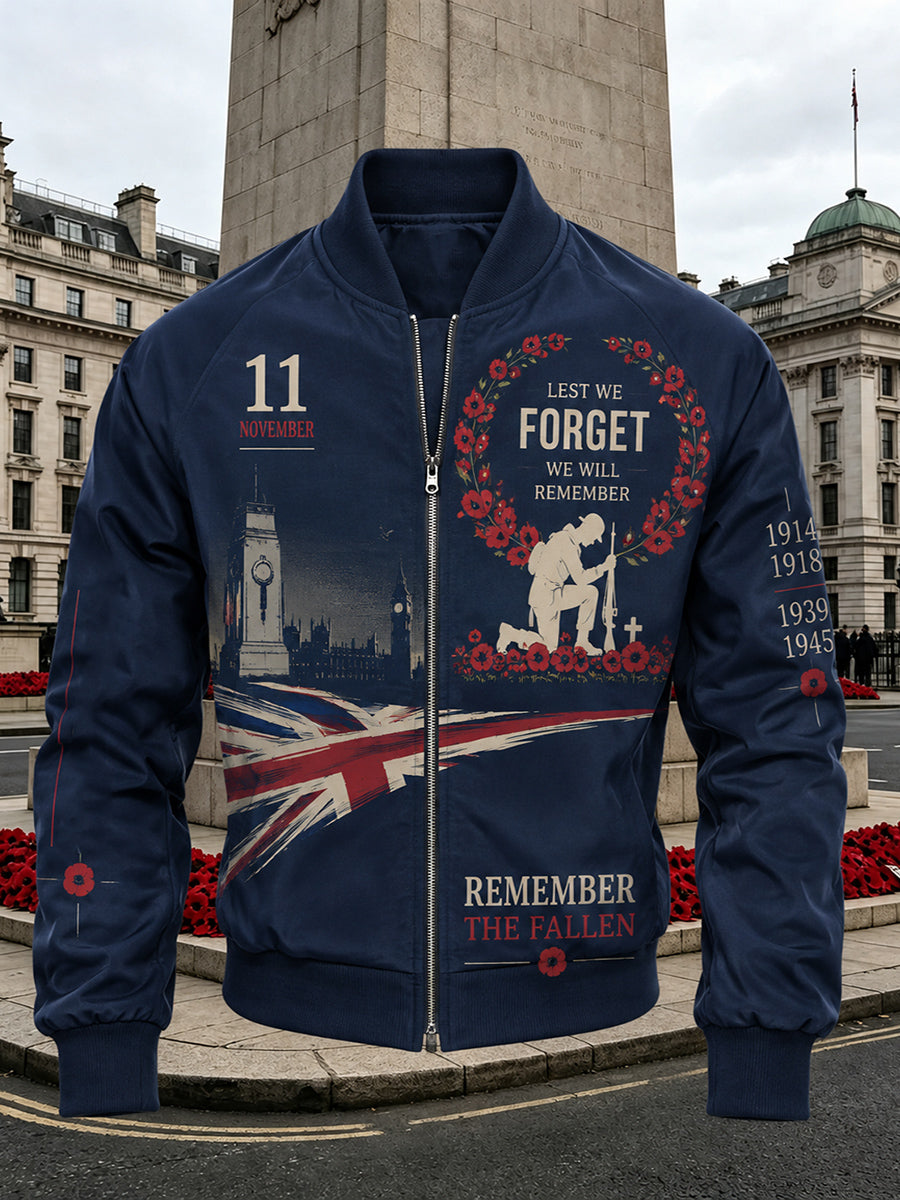 Men's British Rememberance Day-Themed Printed  Jacket