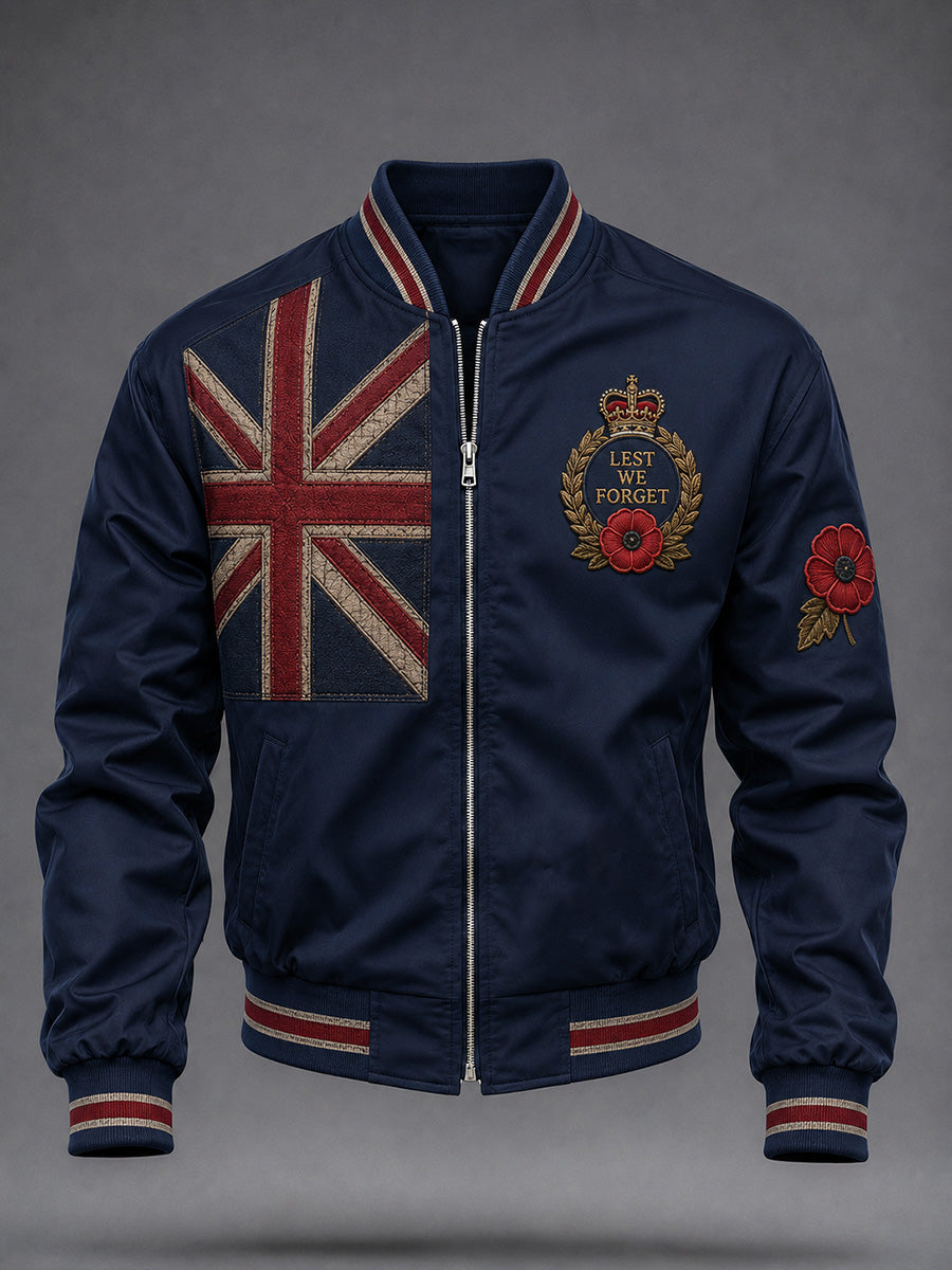 Men's Remembrance Day UK Flag Printed Monkey Jacket