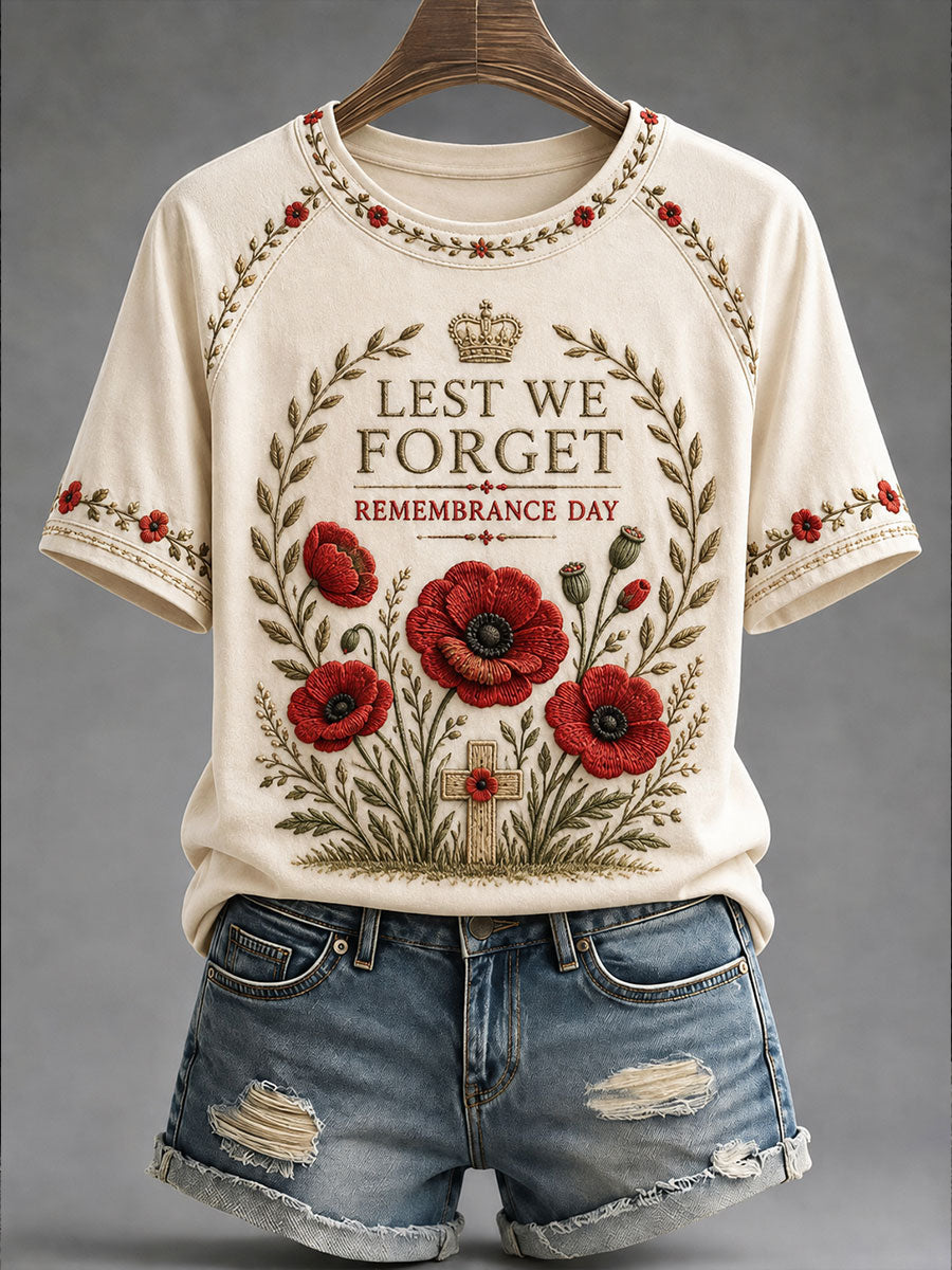 Women's  Remembrance Day Lest We Forget Print T-shirt