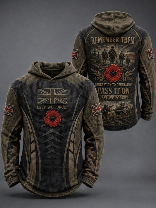 Men's REMEMBER THEM GENERATION TO GENERATION PASS IT ON LEST WE FORGET Waffle Hoodie