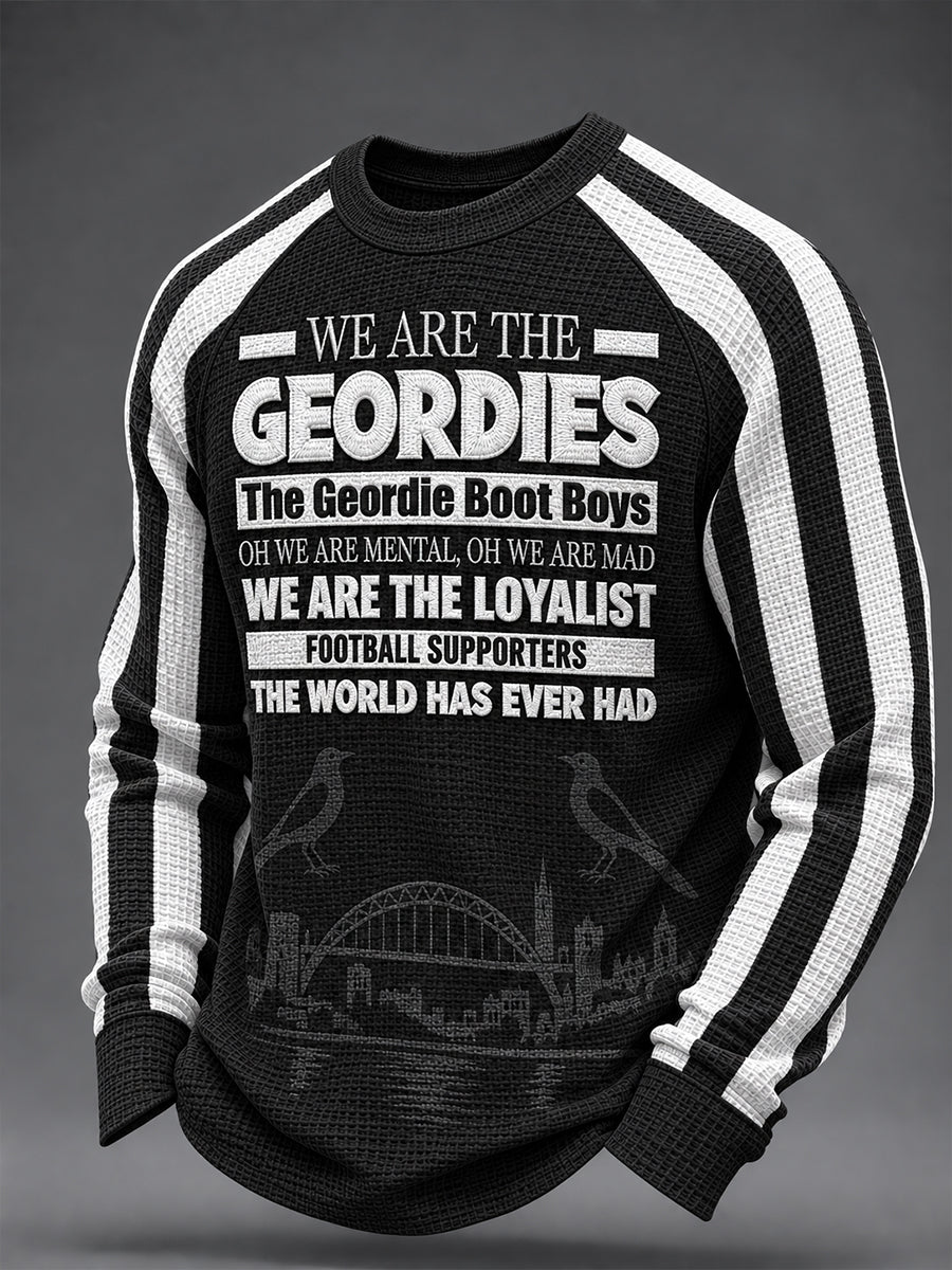 Men's Football Fan Print Geordie Waffle Sweatshirt