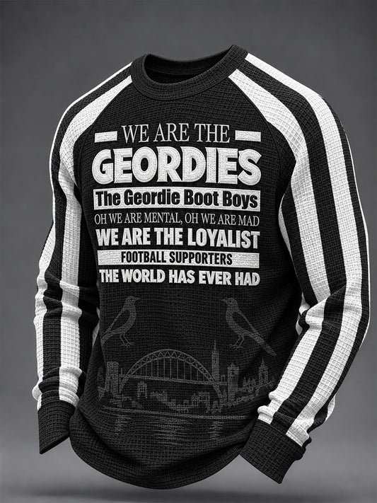 Men's Football Fan Print Geordie Waffle Sweatshirt
