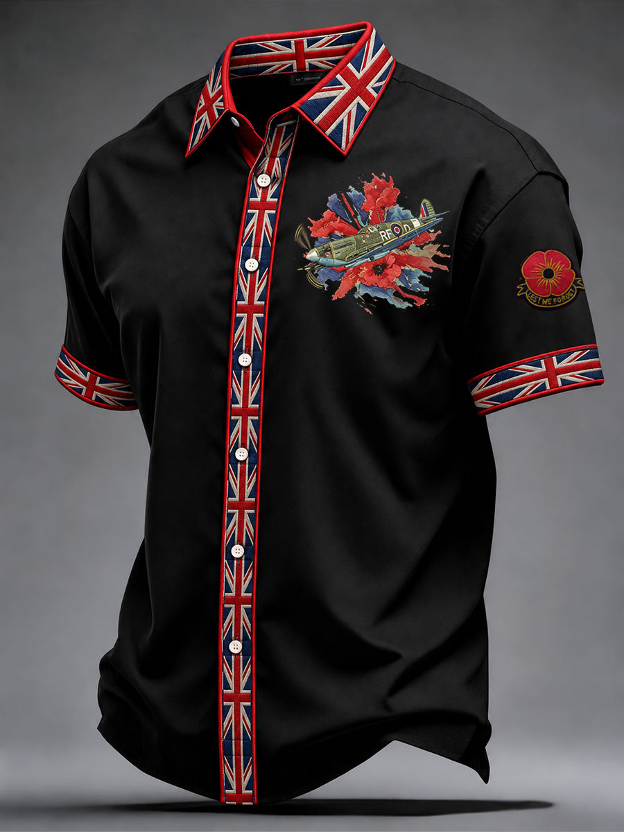 Men's Lest We Forget Print Short Sleeve Shirt