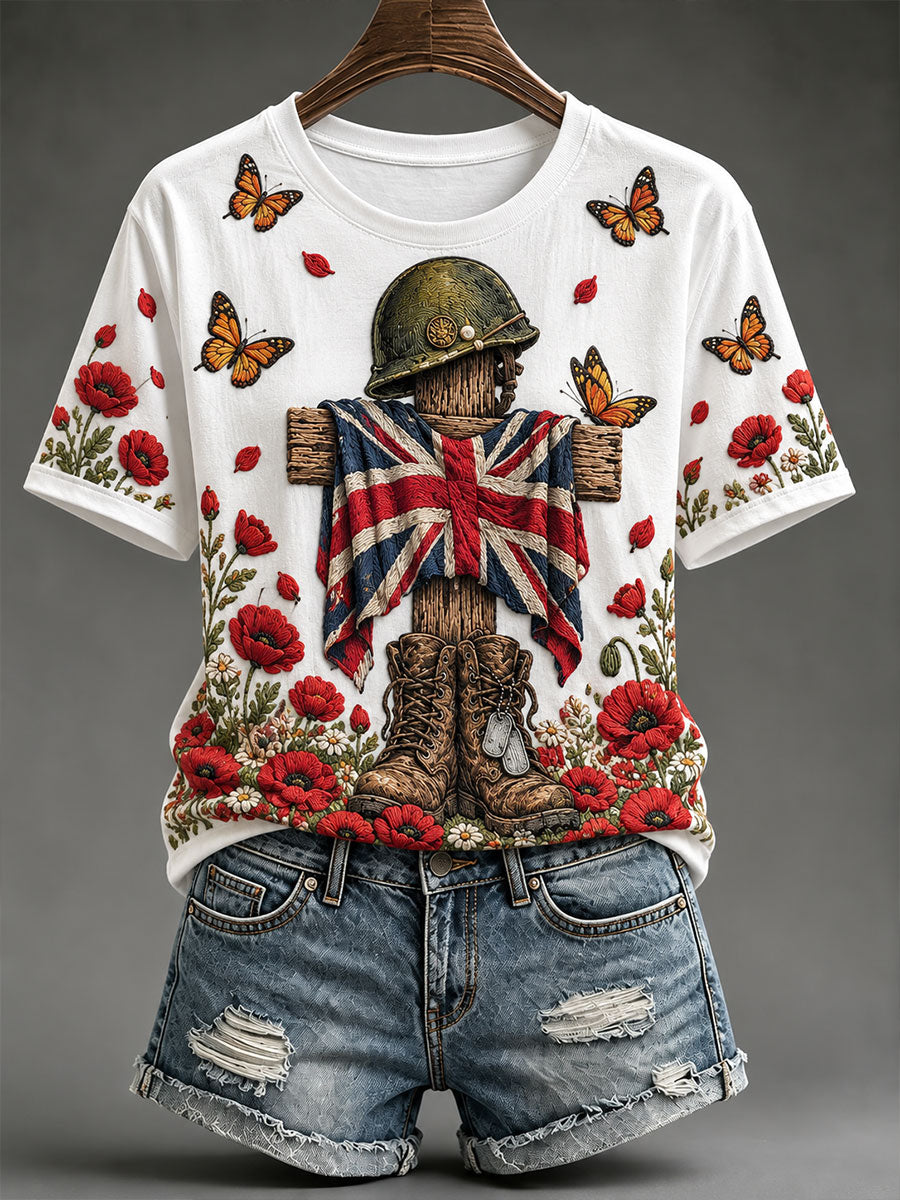 Women's Lest We Forget Print Short-sleeved T-shirt
