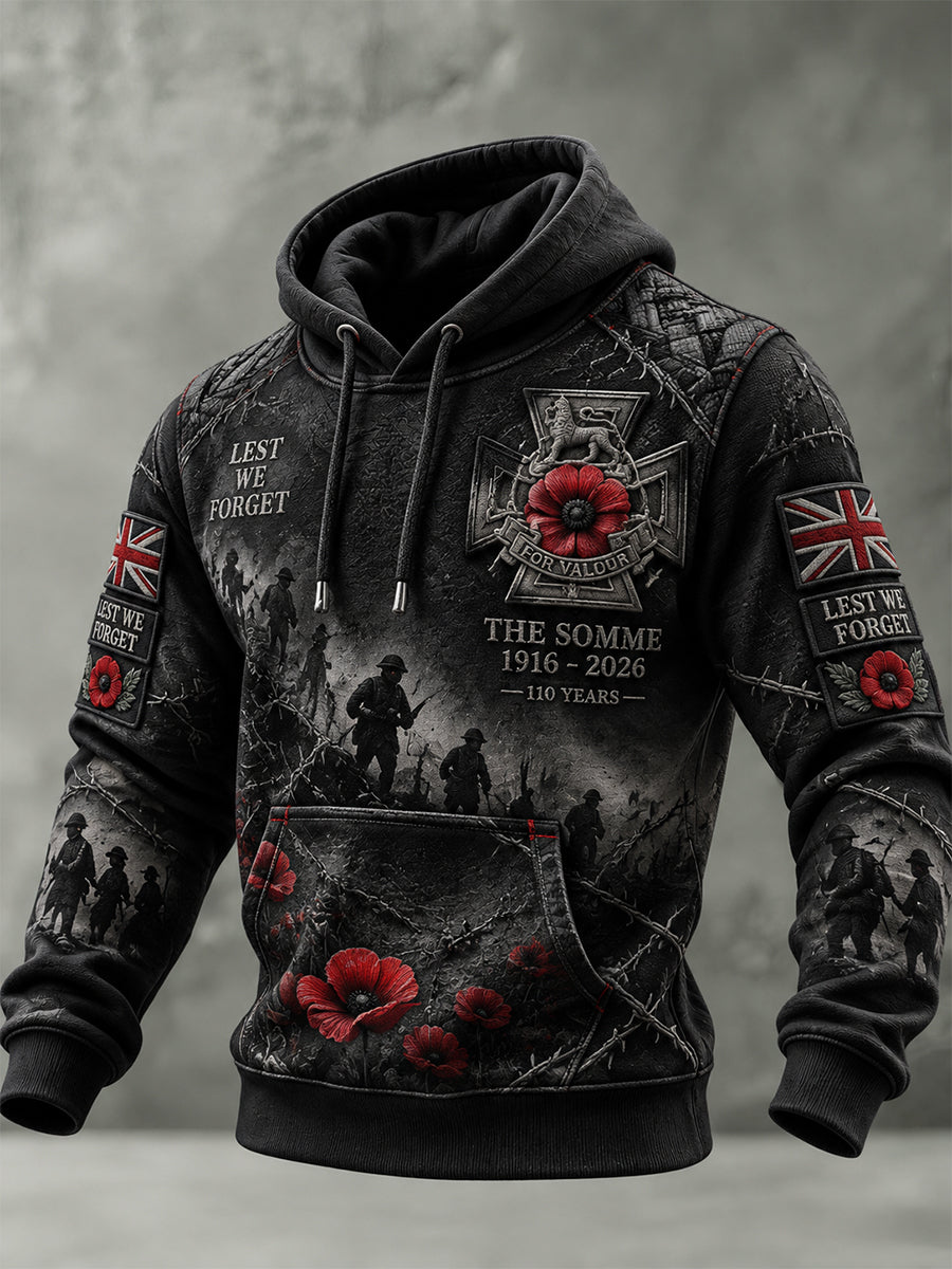 Men's Remembrance Day THE SOMME 110 YEARS Print Hooded Sweatshirt