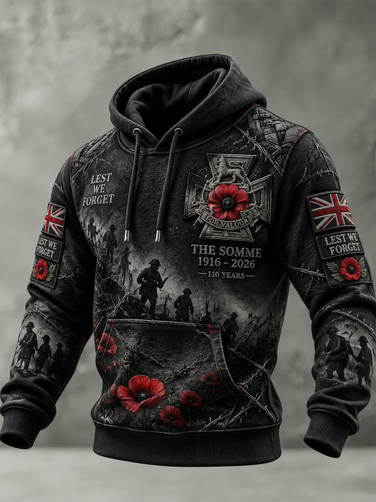 Men's Remembrance Day THE SOMME 110 YEARS Print Hooded Sweatshirt