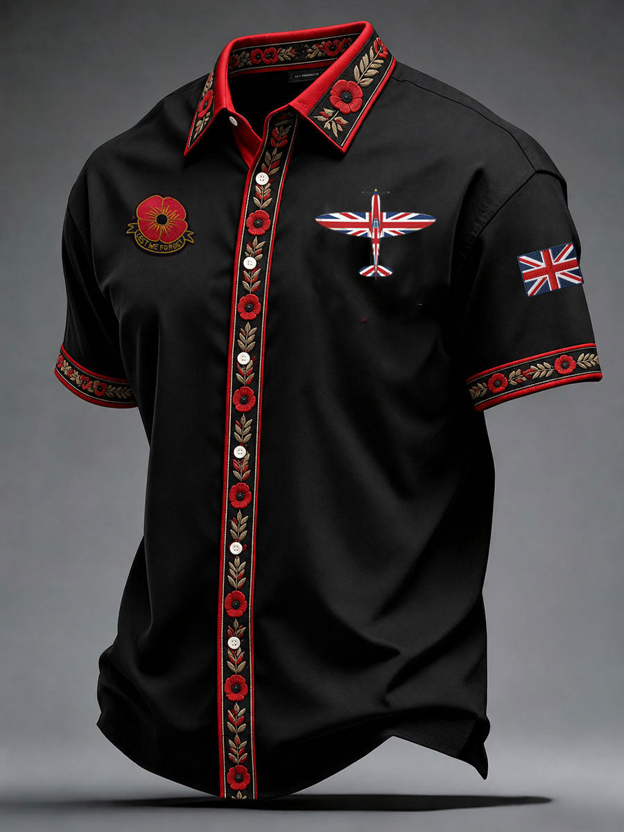 Men's Lest We Forget Print Short Sleeve Shirt