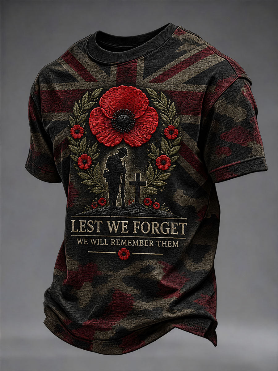 Men's Lest We Forget Print Short Sleeves T-shirt