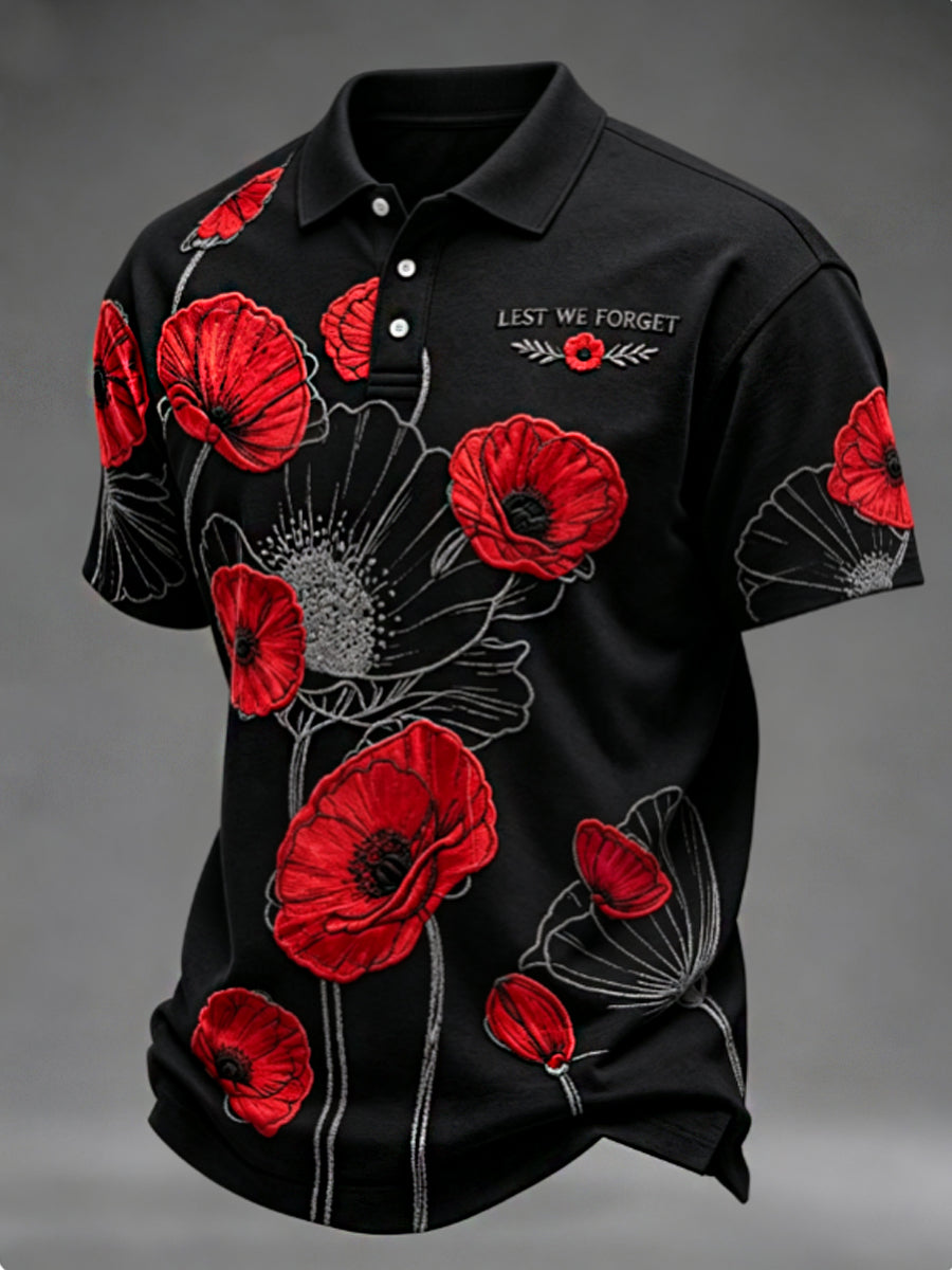 Men's Remembrance Day Lest We Forget polo shirt
