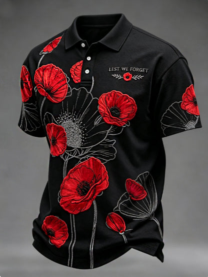 Men's Remembrance Day Lest We Forget polo shirt